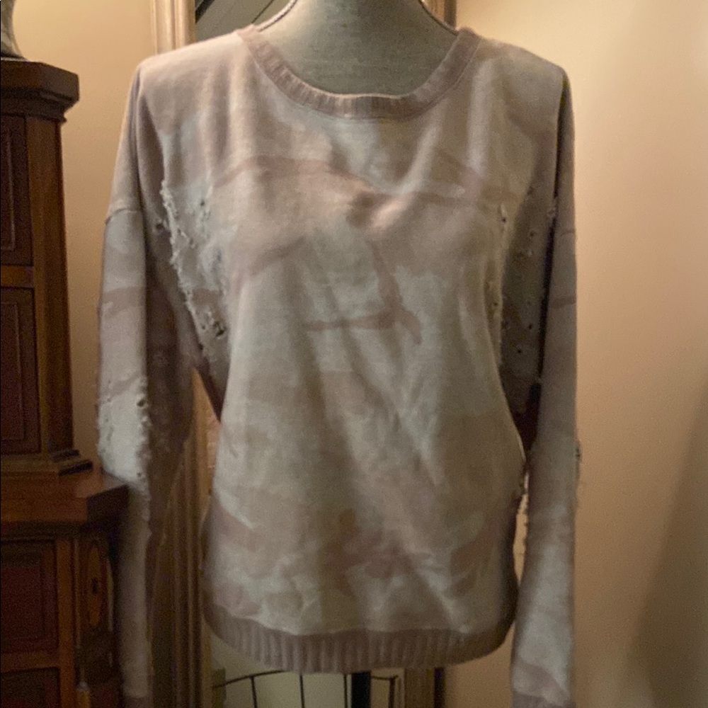 IRO JEANS Zenda camo crewneck long sleeve size Large sweatshirt